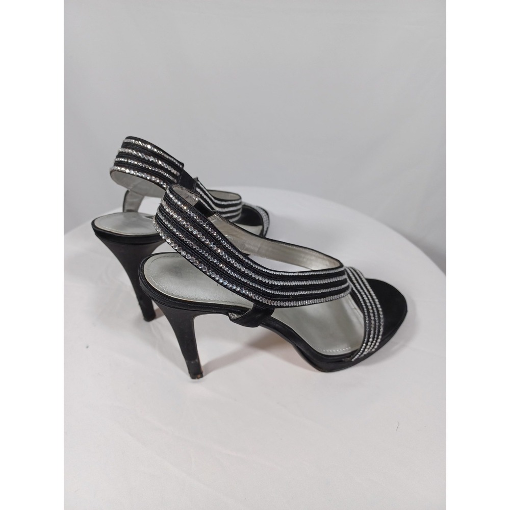 Caparros Tyra Shoes Womens Size 8.5 Black Rhinestone Slingback Sandals Heels - Picture 4 of 9
